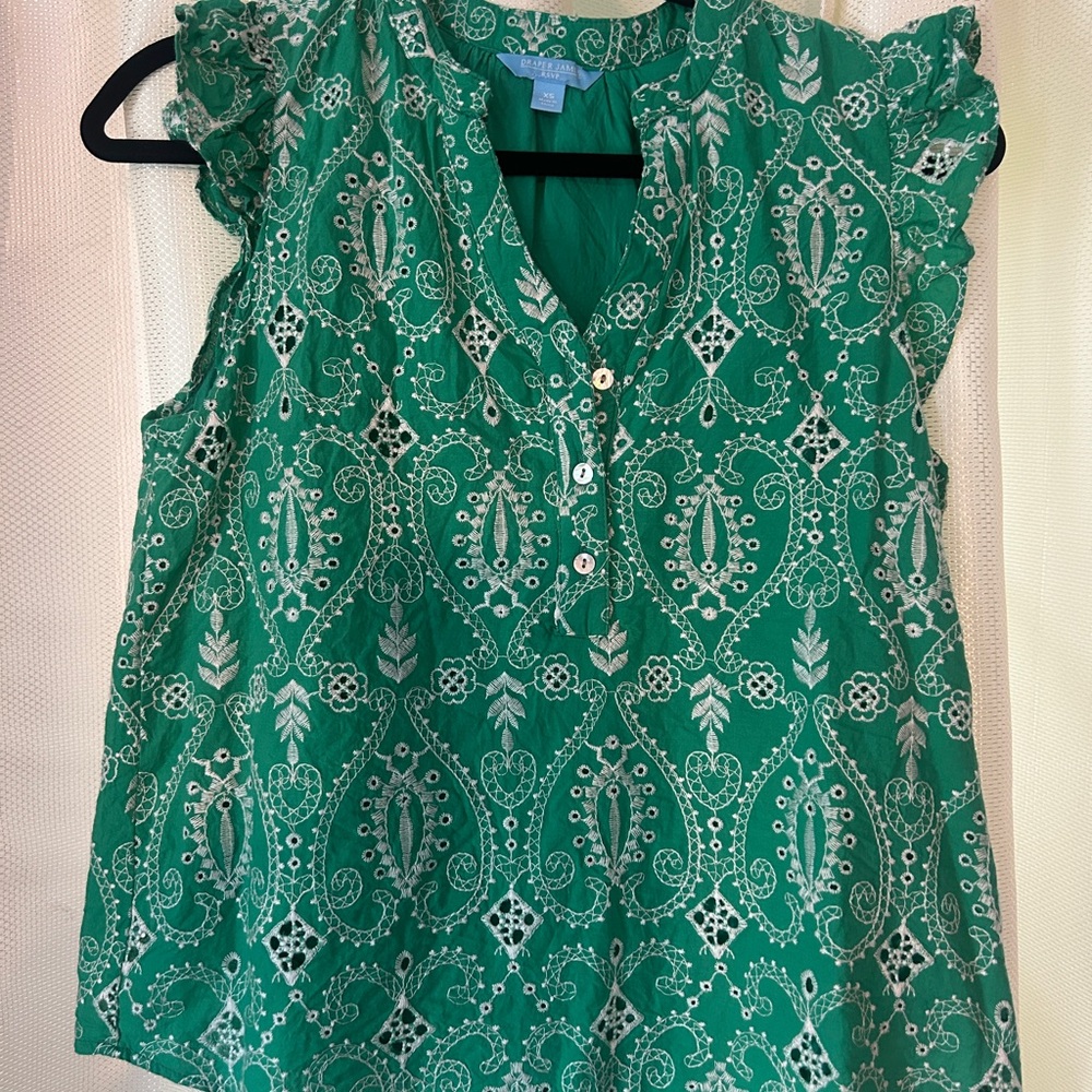 Draper James Emerald Patterned Blouse